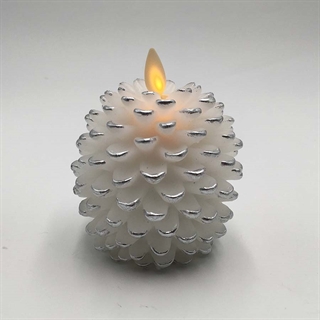 LED pinjekogle fyrfadslys  - hvid